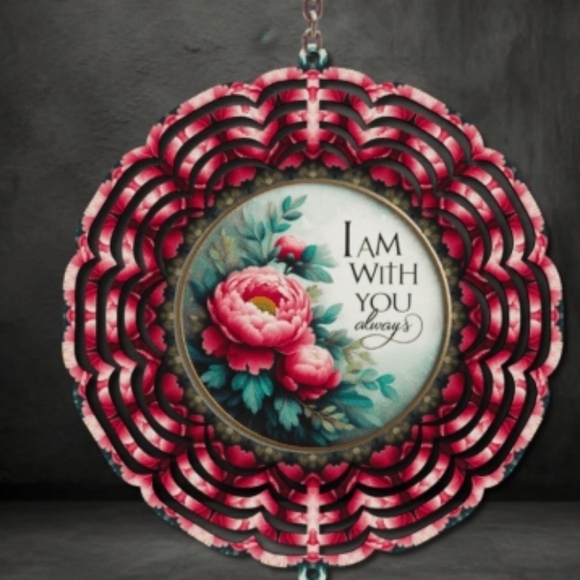 8 Inch Floral Pink and Green Wind Spinner - Picture 1 of 1